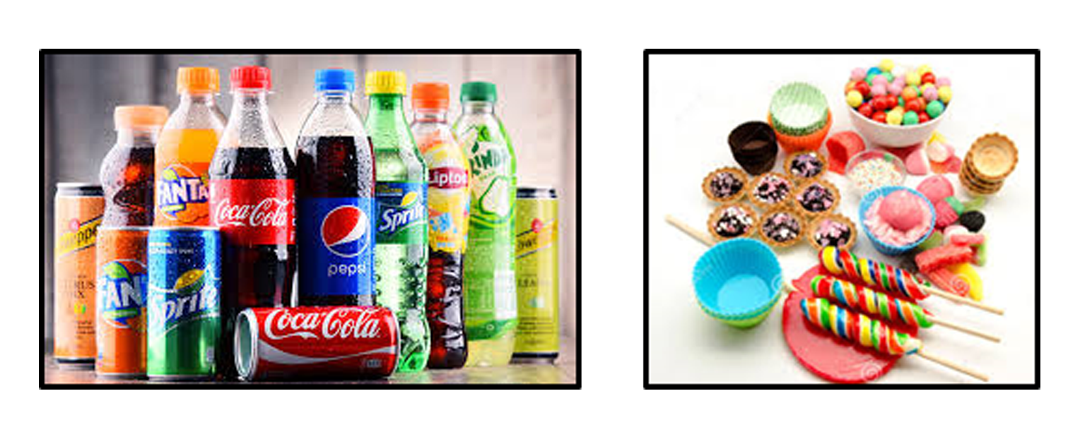 Candies and soft drinks